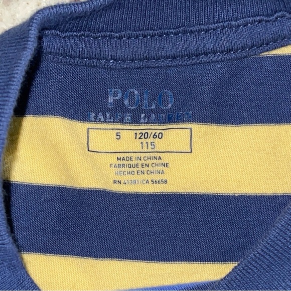Polo Ralph Lauren Striped Jersey Tee Size 5 Blue Colorblock Boys Cotton Navy - Picture 3 of 7